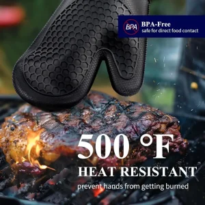 Silicone Oven Mitts, Non-Slip Heat Resistant with Soft Lining